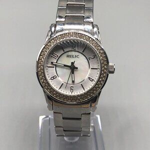 3/$30 Relic Watch Women Silver Tone White Mother Of Pearl Dia 8 Inch